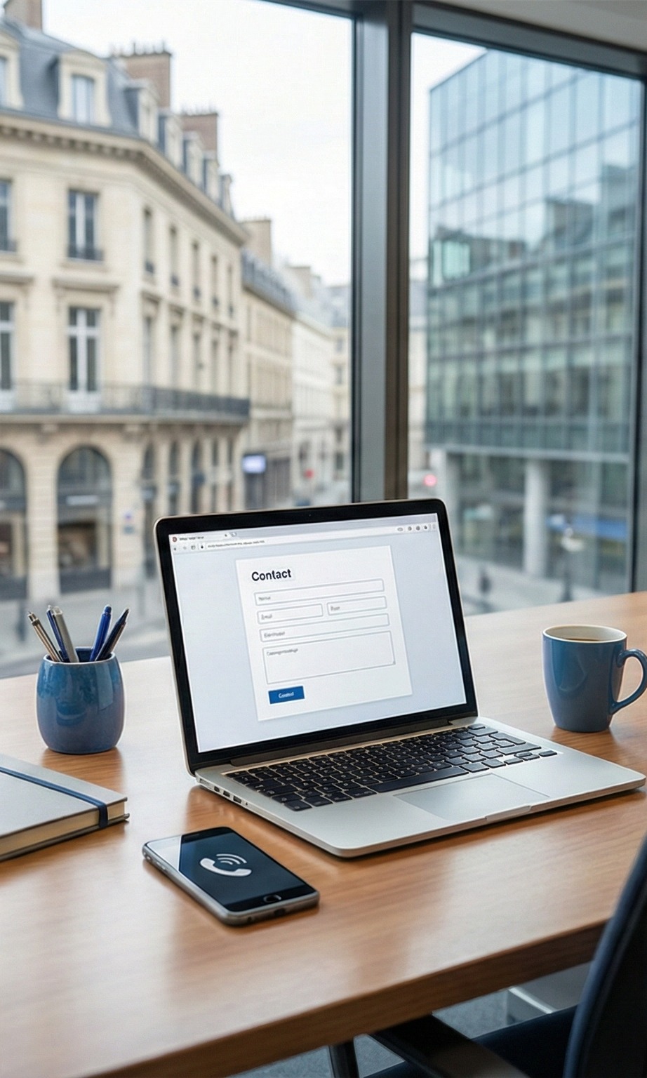 Contact workspace in a Brussels office setting
