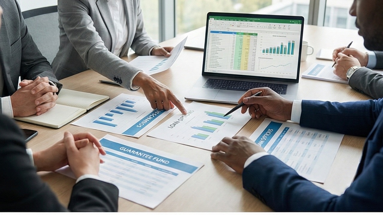 Funding strategy workshop with financial planning documents
